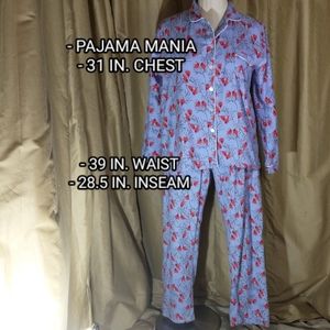 *SOLD* Pajama Mania Red Bird Flannel Pajama Set. Size 2X.